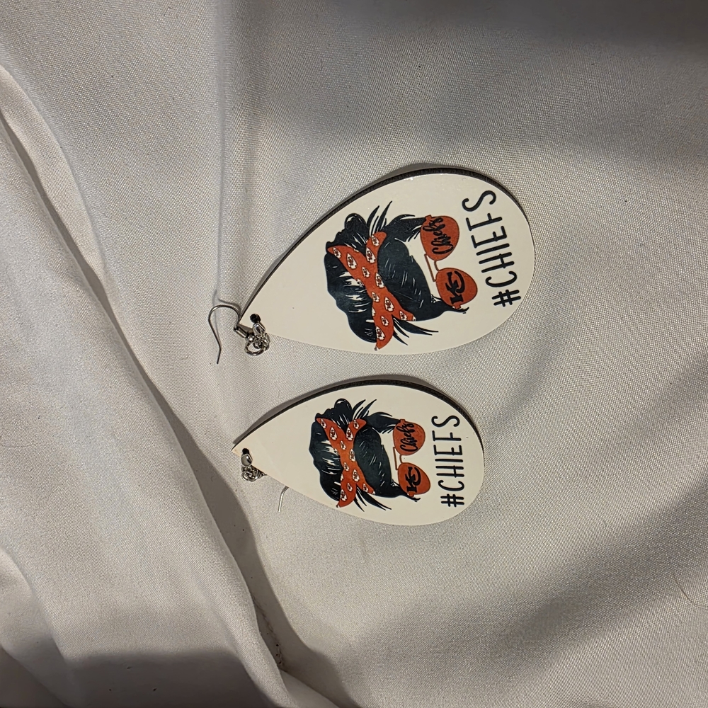 White and Red Chiefs Earrings